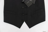 Dolce & Gabbana Gray Wool Stretch Dress Blazer Vest