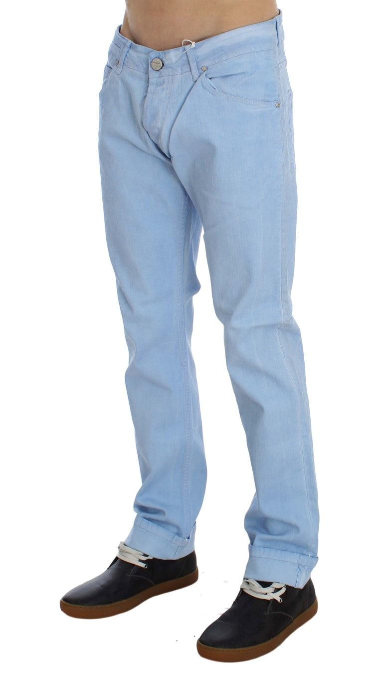 Acht Blue Cotton Stretch Low Waist Fit Jeans