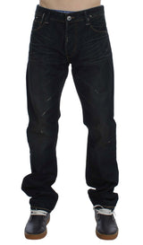 Acht Blue Wash Cotton Denim Straight Fit Jeans