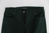 Ermanno Scervino Green Cotton Denim Stretch Straight Fit Jeans