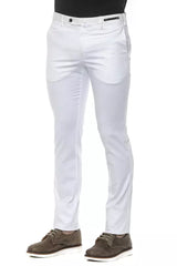 PT Torino White Cotton Men Slim Trouser