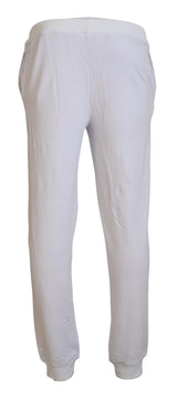 John Galliano White Cotton Logo Mens Jogger Pants