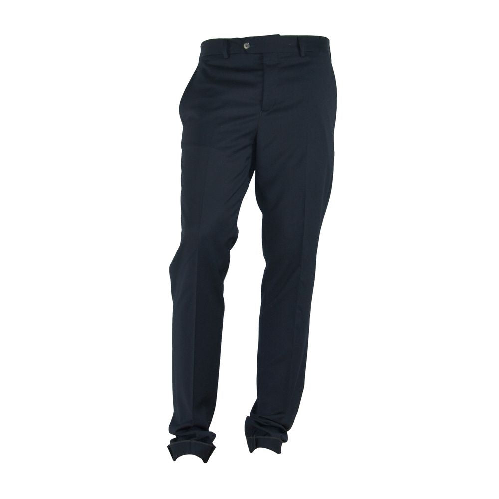 Made in Italy Black Polyester Men's Trouser