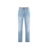 Balmain Blue Cotton Cropped Jeans