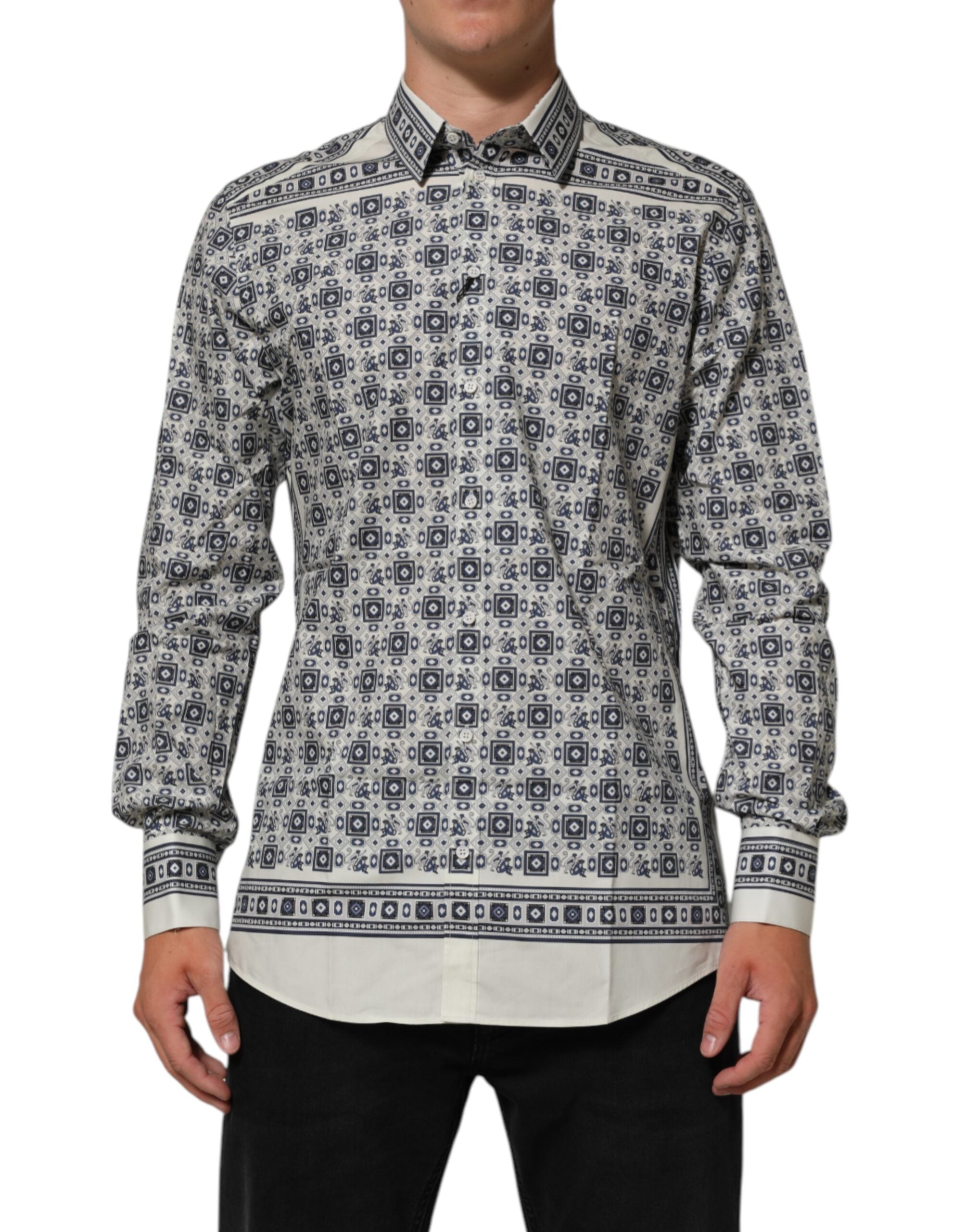 Dolce & Gabbana Multicolor Monkey Tie Print GOLD Dress Shirt