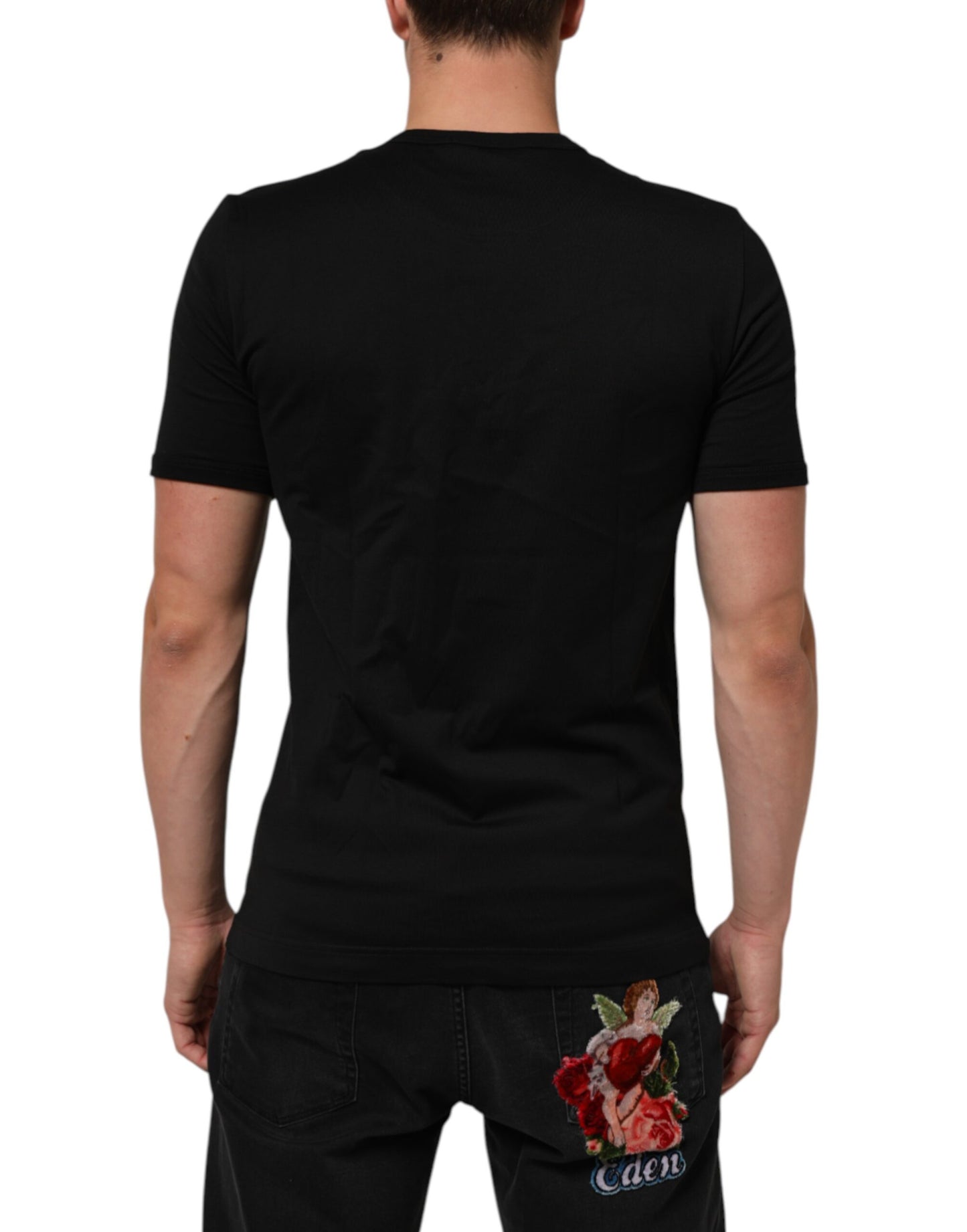 Dolce & Gabbana Black Goodluck 2021 Cotton Crew Neck T-shirt