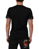 Dolce & Gabbana Black Musical Print Cotton Crew Neck T-shirt