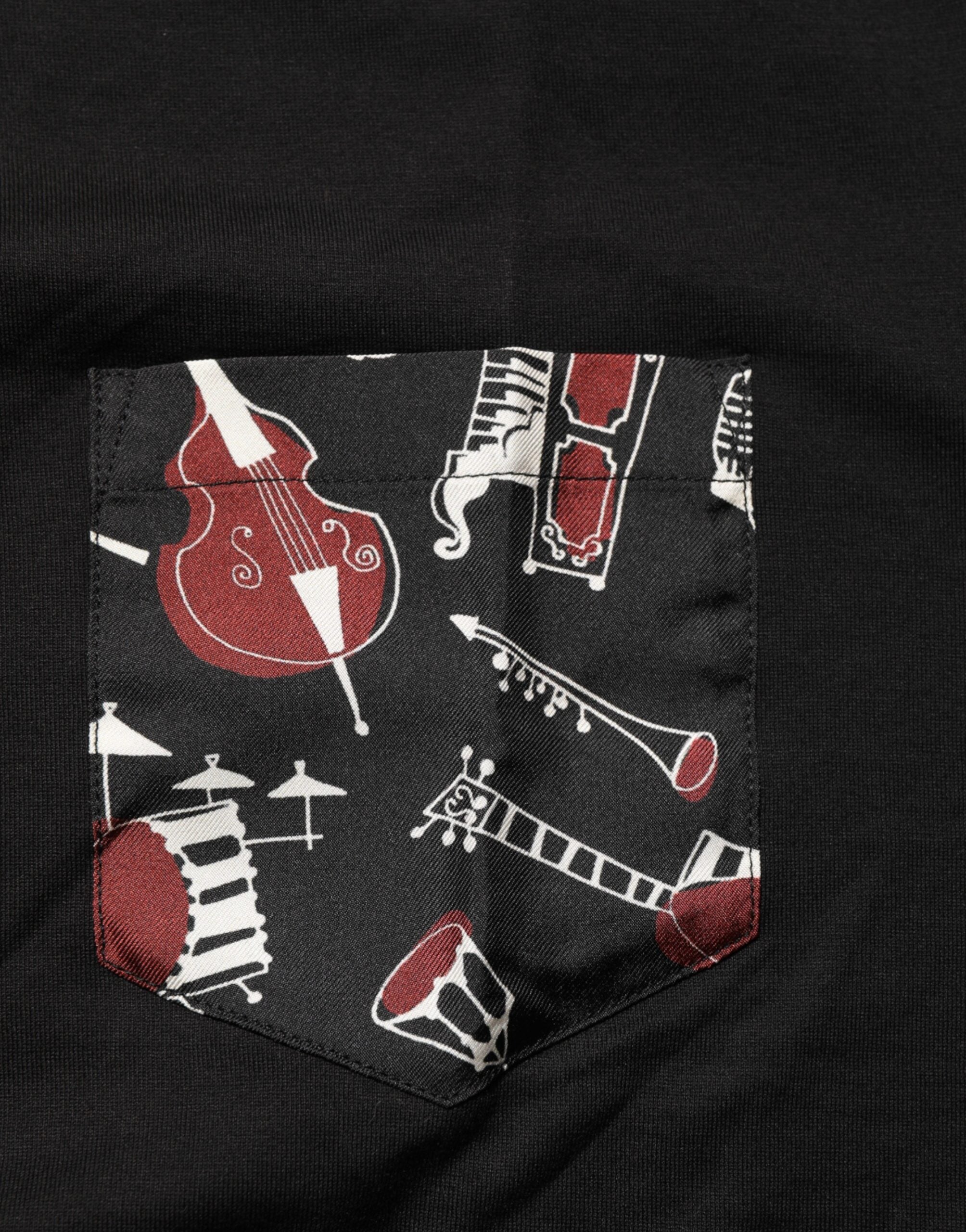 Dolce & Gabbana Black Musical Print Cotton Crew Neck T-shirt