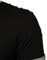 Dolce & Gabbana Black Cotton Logo Print Men Crew Neck T-shirt