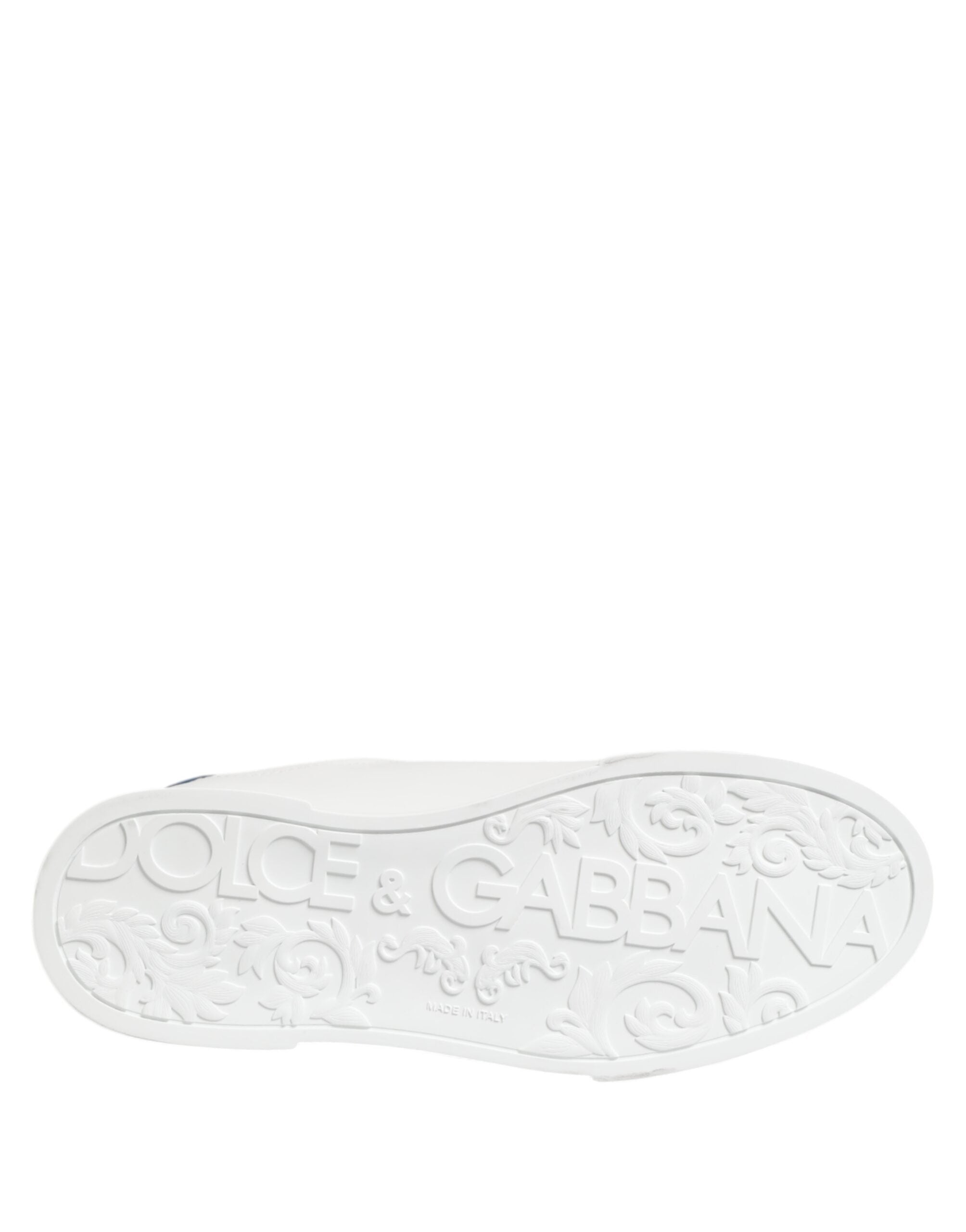 Dolce & Gabbana White Leather DG Logo Low Top Sneakers Shoes