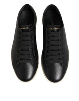 Dolce & Gabbana Black Leather Lace Up Low Top Sneakers Shoes