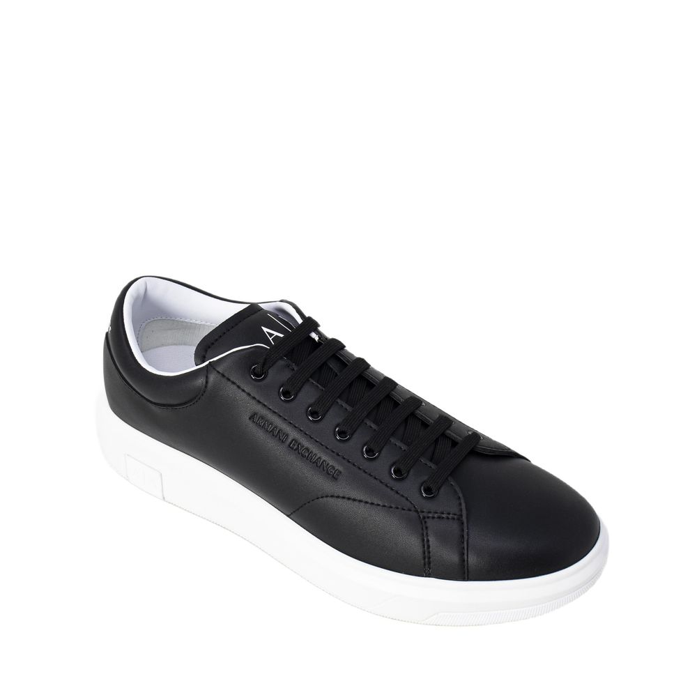 Armani Exchange Black Leather Low Top Sneakers