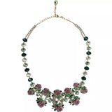 Dolce & Gabbana Gold Brass Link Chain Rose Petal Crystal Necklace