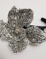Dolce & Gabbana Black Hair Flower Crystal LIMONI Women Headband Diadem