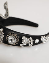 Dolce & Gabbana Black Hair Flower Crystal LIMONI Women Headband Diadem