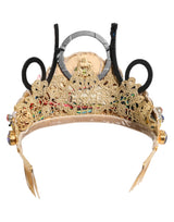 Dolce & Gabbana Gold Brass Crystal Embellished Headpiece Crown Diadem Tiara