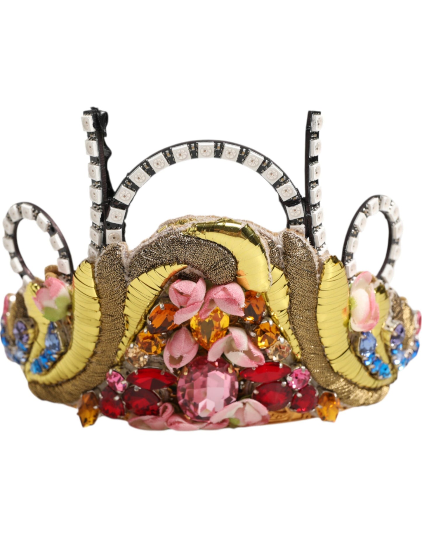Dolce & Gabbana Gold Brass Crystal Embellished Headpiece Crown Diadem Tiara