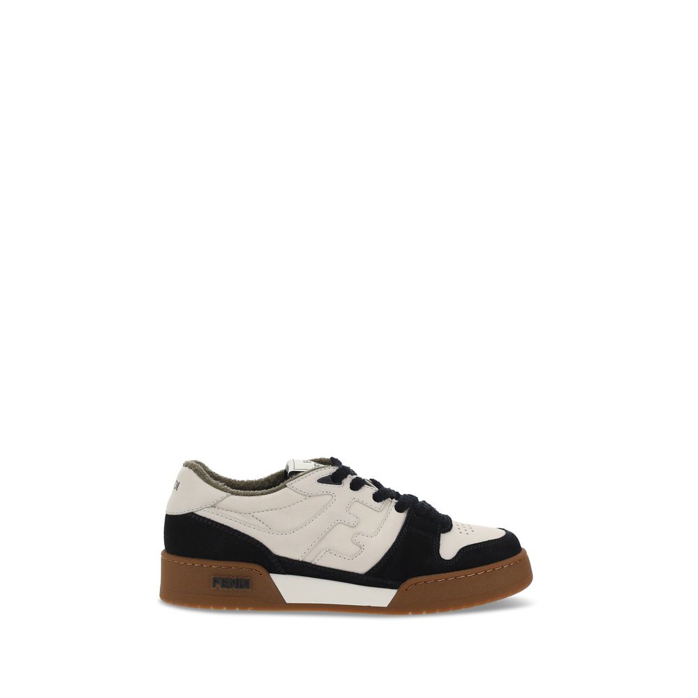 Fendi Black Calf Leather Bos Taurus Low Top Sneakers