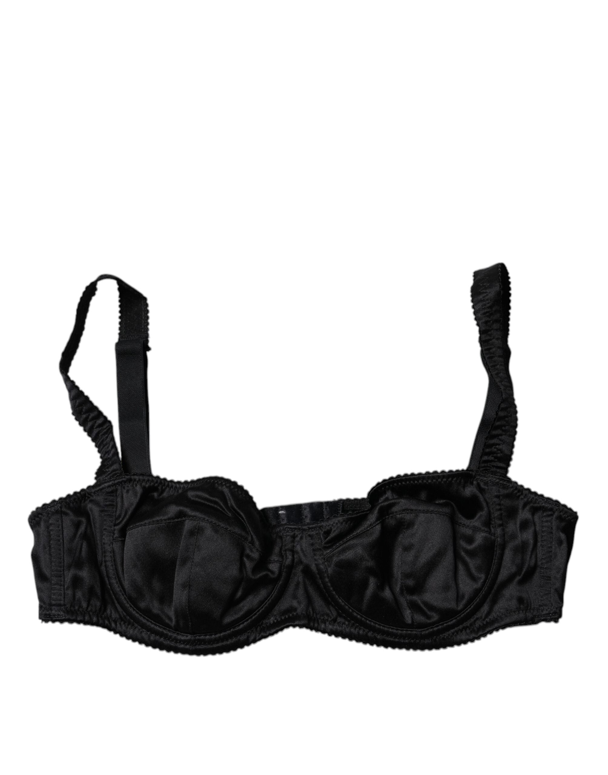 Dolce & Gabbana Black Silk Semi-Pad Balconette Bra Underwear