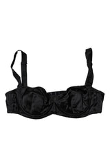 Dolce & Gabbana Black Silk Semi-Pad Balconette Bra Underwear