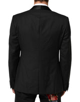 Dolce & Gabbana Black Wool GOLD 1 Button Suit Coat Blazer