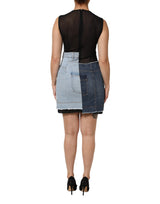 Dolce & Gabbana Blue Nylon Patchwork Denim Sheath Mini Dress