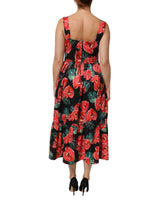 Dolce & Gabbana Multicolor Floral Cotton Poplin Midi Dress