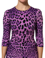 Dolce & Gabbana Violet Leopard Sheath Bodycon Mini Dress