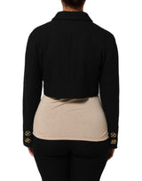 Dolce & Gabbana Black Cotton Full Zip Cropped Coat Jacket