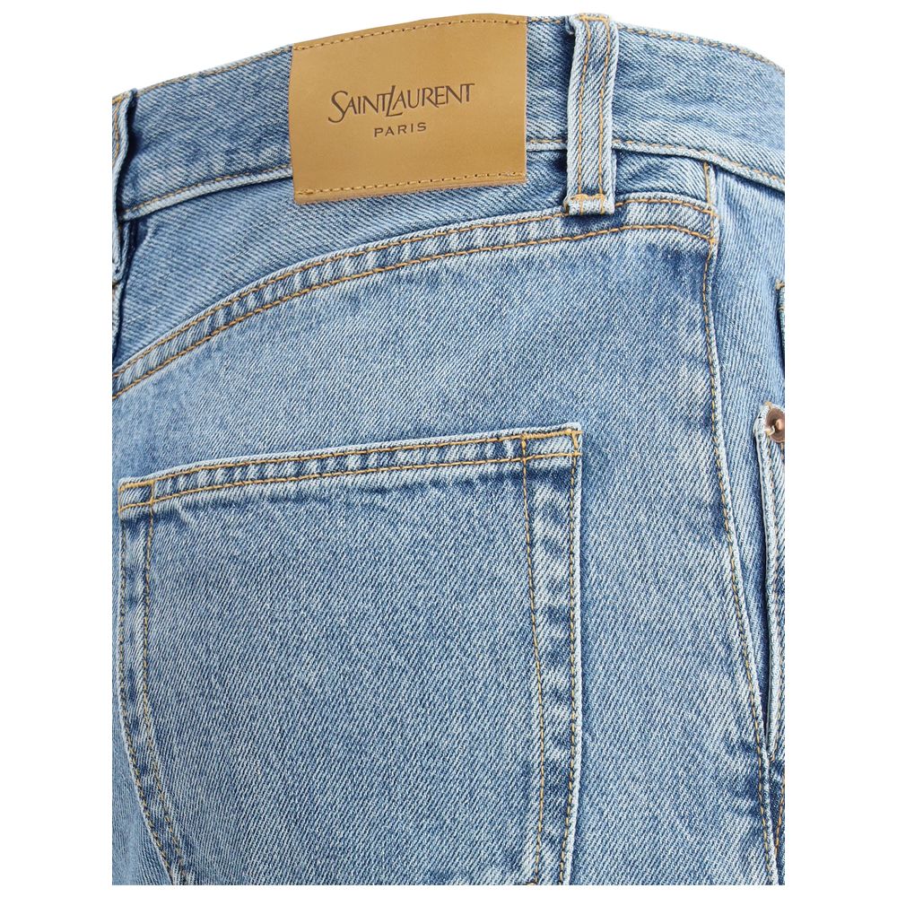Saint Laurent Light Blue Cotton Slim Fit Jeans