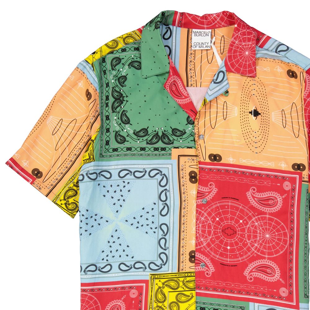 Marcelo Burlon Red Viscose Pattern Shirt