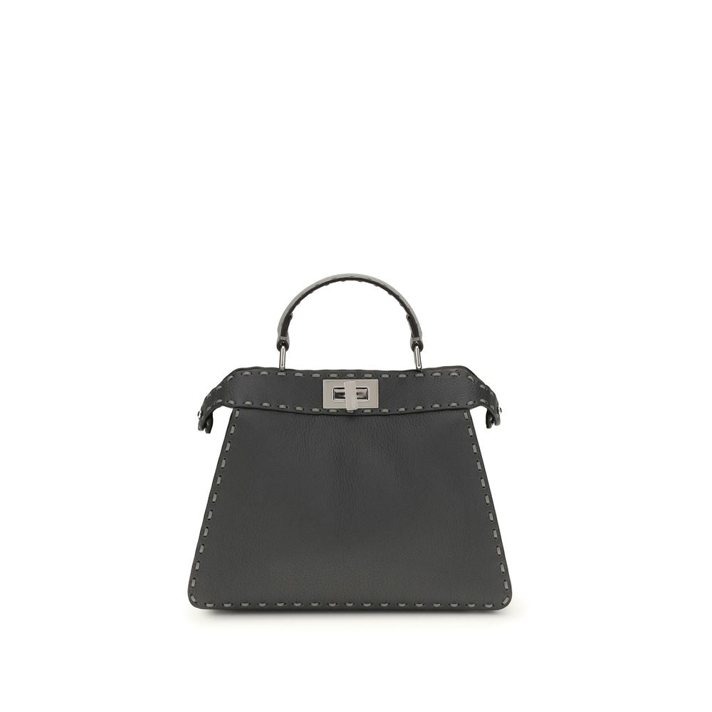 Fendi Gray Leather Shoulder Bag
