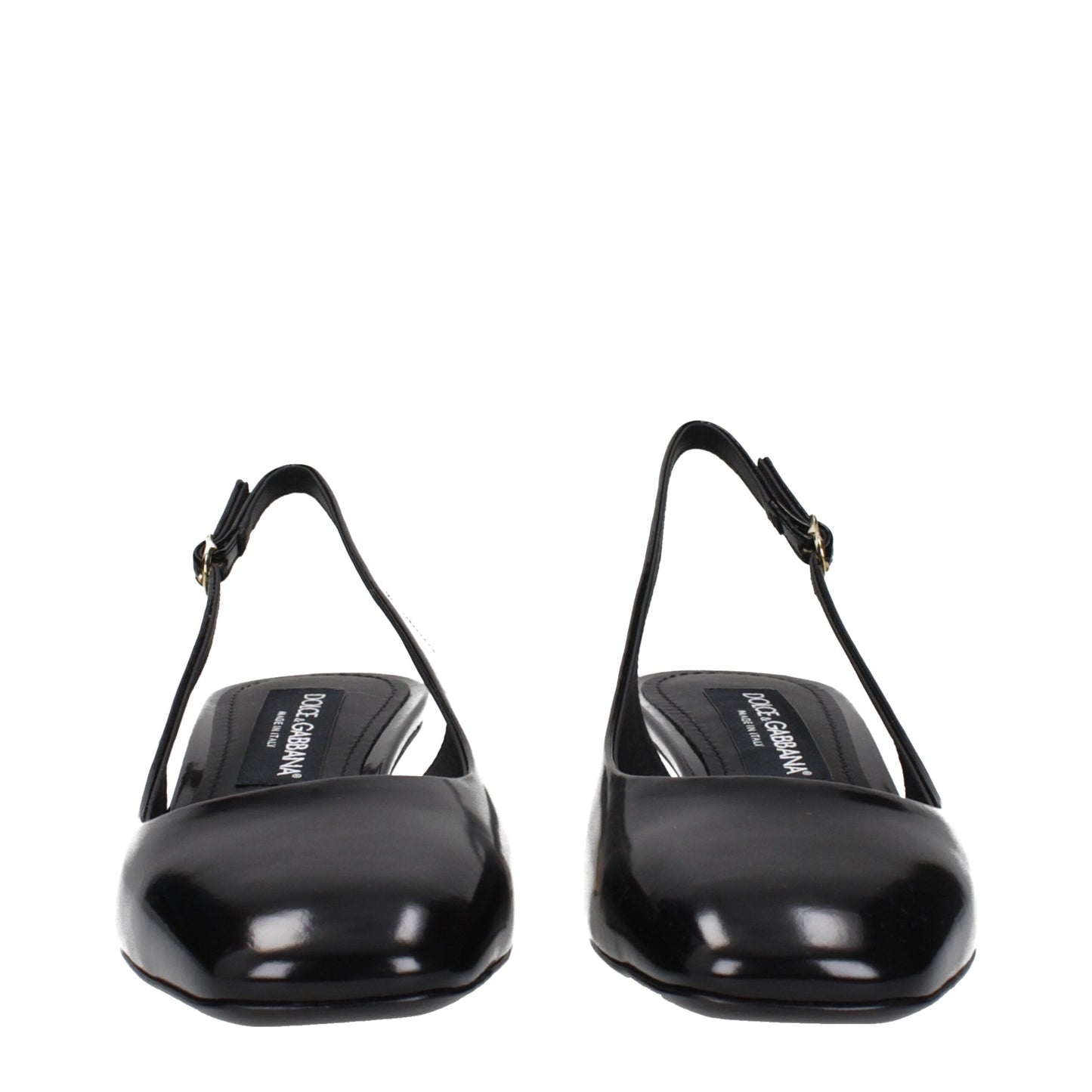 Dolce & Gabbana Black Leather Mid Heel Pumps