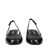 Dolce & Gabbana Black Leather Mid Heel Pumps