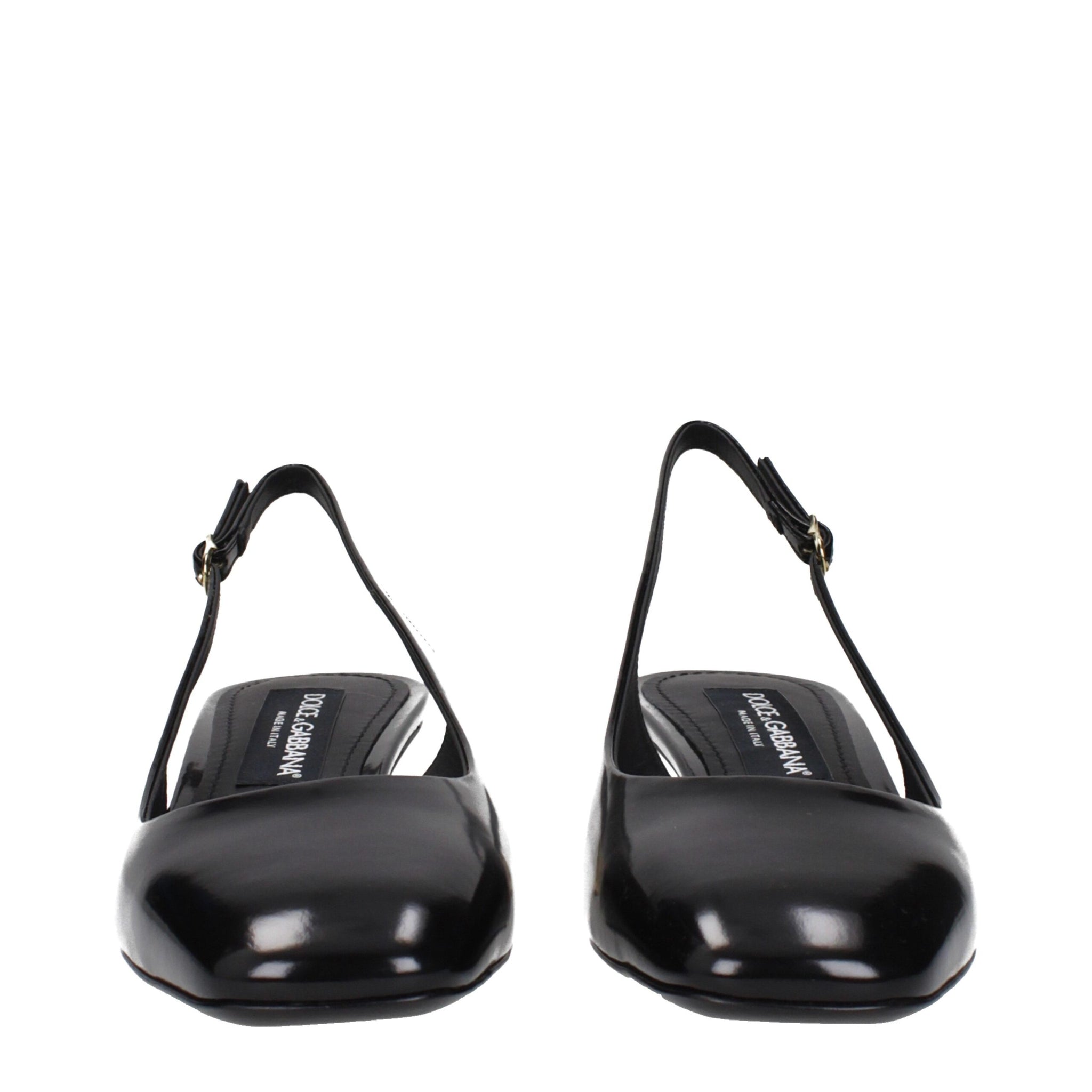 Dolce & Gabbana Black Leather Mid Heel Pumps