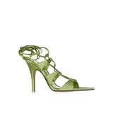 The Attico Green Silk Stiletto Heel Sandals