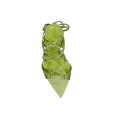 The Attico Green Silk Stiletto Heel Sandals