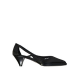 Prada Black Silk Mid Heel Pumps