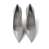 Prada Gray Leather High Heel Pumps