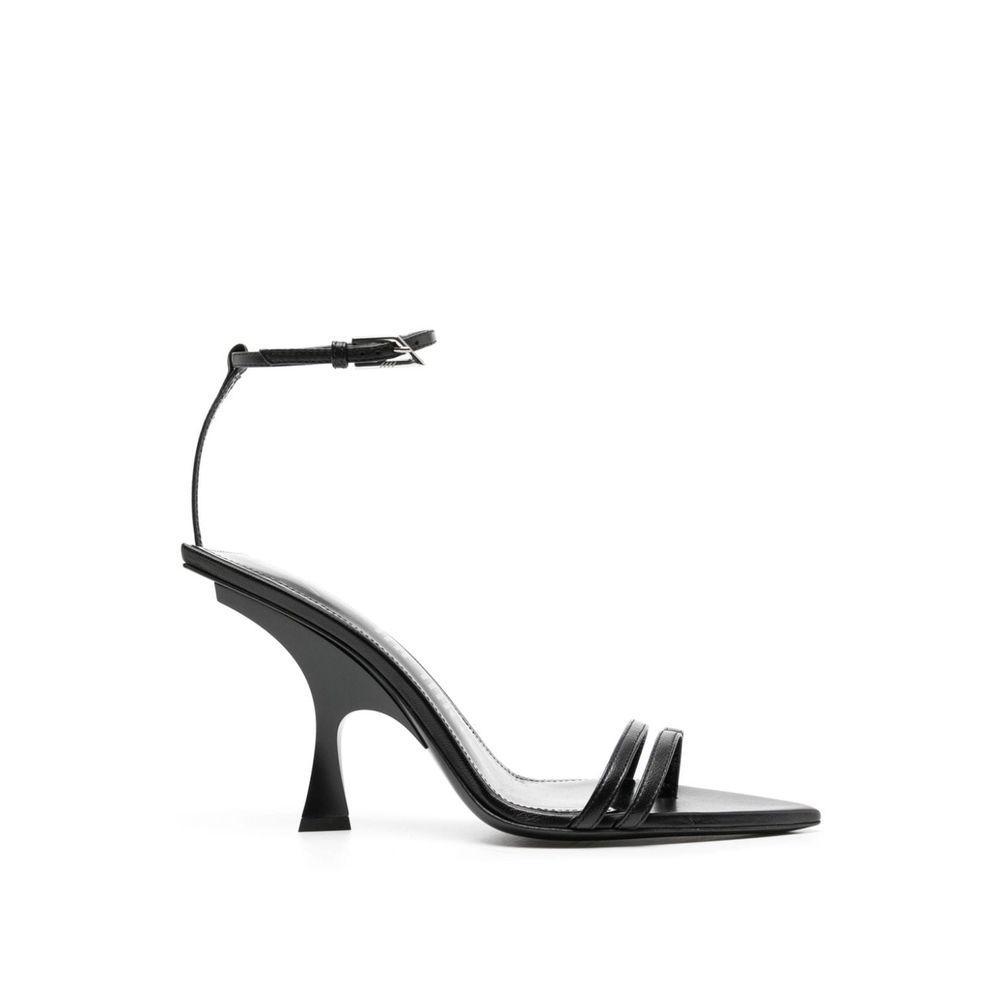 The Attico Black Silk Stiletto Heel Sandals