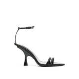 The Attico Black Silk Stiletto Heel Sandals