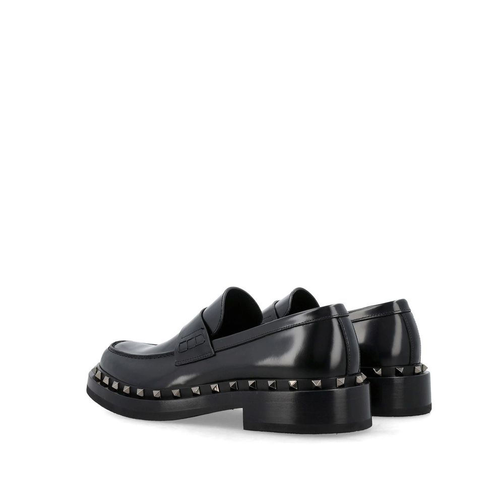 Valentino Garavani Black Calfskin Slip-On Loafers