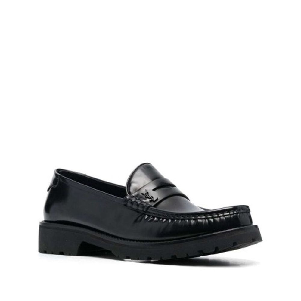 Saint Laurent Black Calfskin Slip-On Loafers