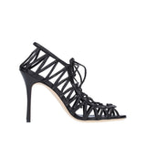 Manolo Blahnik Black Leather Strap-On Sandals