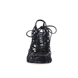 Manolo Blahnik Black Leather Strap-On Sandals