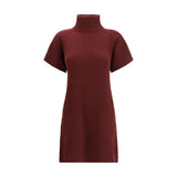 Brunello Cucinelli Bordeaux Fleece Wool Casual Dress