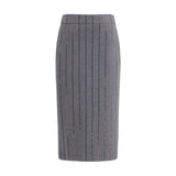 Brunello Cucinelli Gray Polyester Midi Skirt
