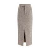 Brunello Cucinelli Brown Fleece Wool Long Skirt
