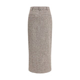 Brunello Cucinelli Brown Fleece Wool Long Skirt