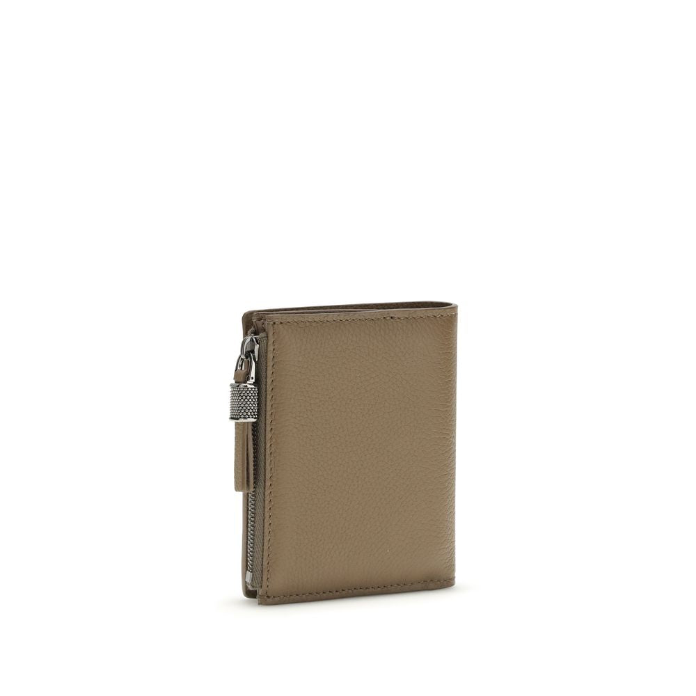 Brunello Cucinelli Beige Calf Leather Bos Taurus Wallet